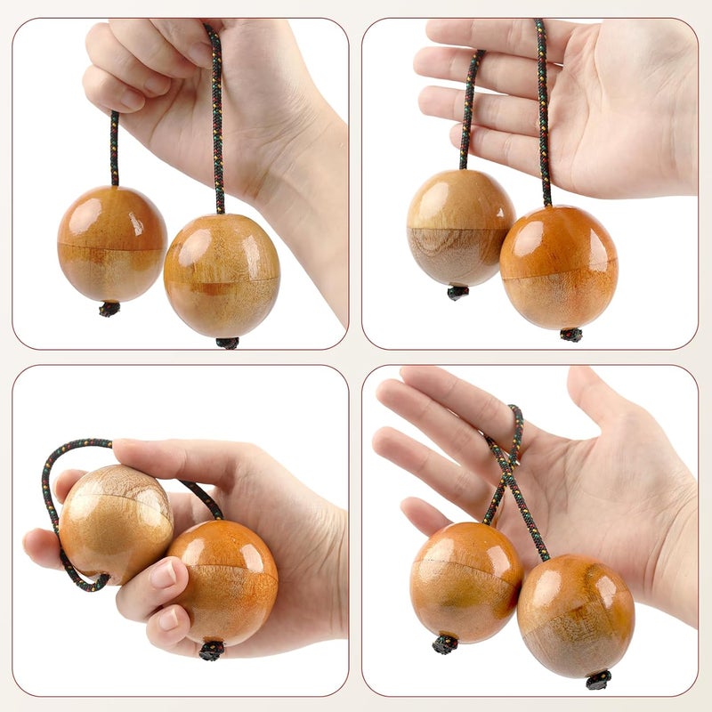GOGHOST 1 Pack Wooden Kashaka Shaker, Asalato Instrument Rhythmic Ball, Adjustable Length African Shakers, Traditional Aslatuas Double Balls Hand Percussion for Performances - Image 5